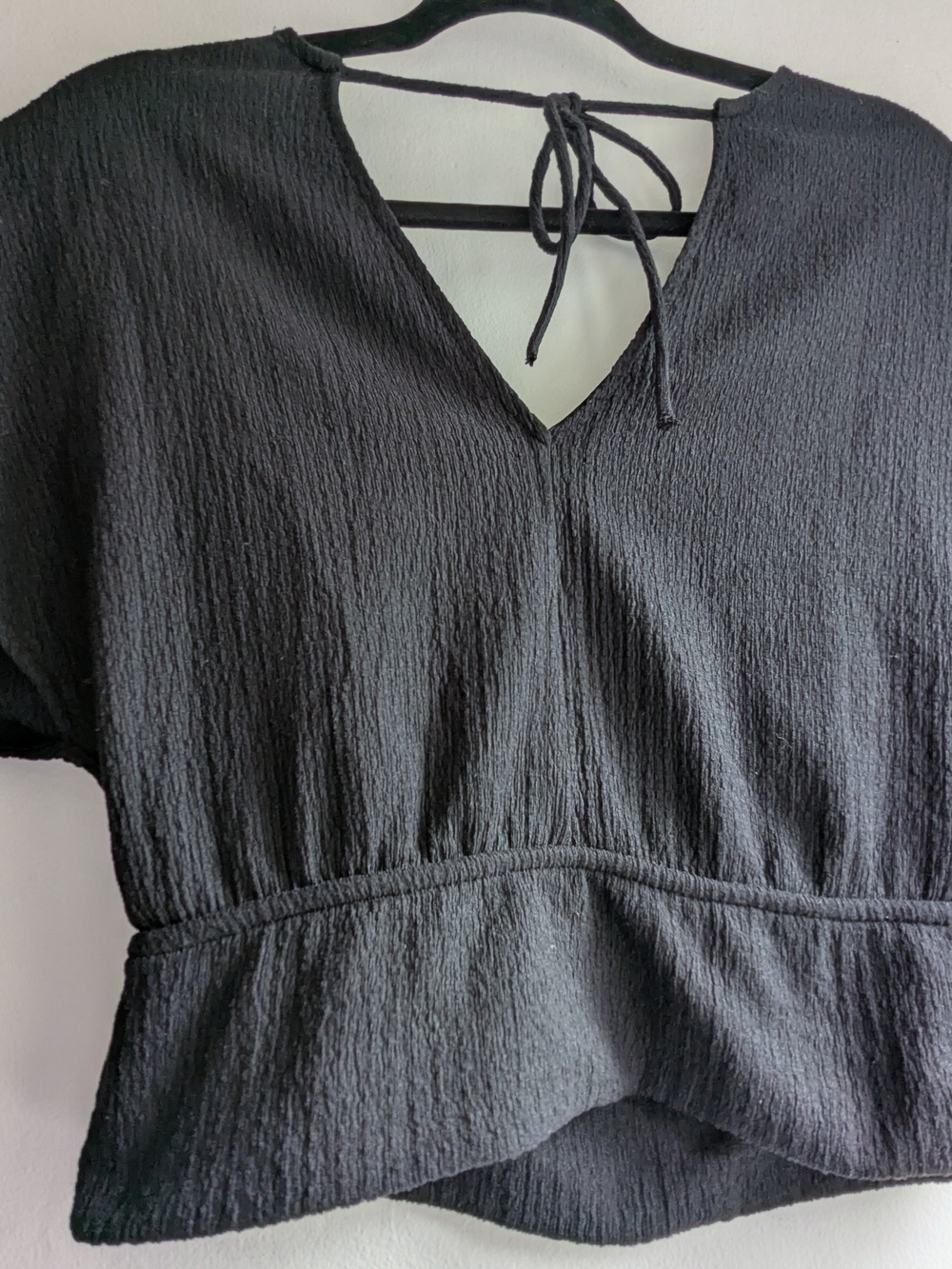 Black V-Neck Tie-Back Top Made In Spain - Picture 2 of 7